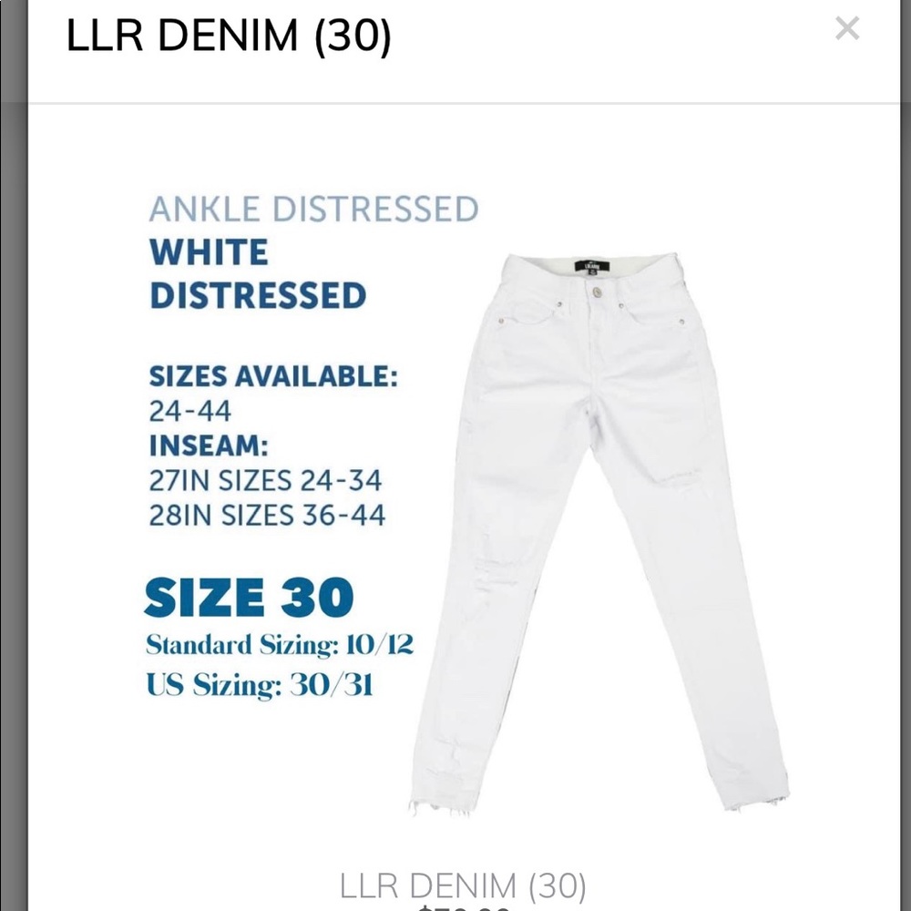 LuLaRoe LLR White Denim Jeans